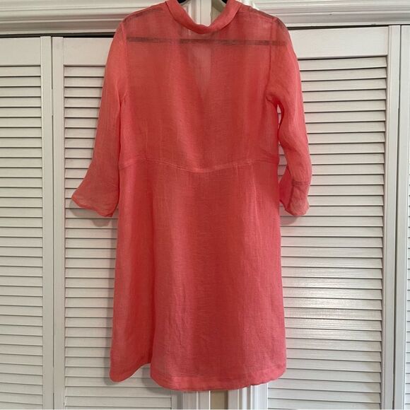 Eileen Fisher Coral Button Front Linen
Shirt/Dress Sz-M - Picture 4 of 9